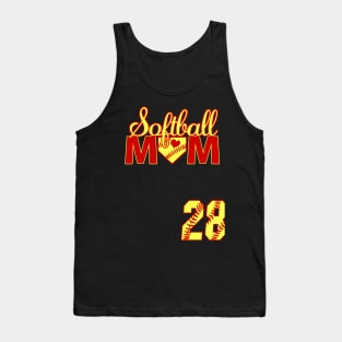 Softball Mom #28 Softball Jersey Favorite Player Biggest Fan Heart Tank Top